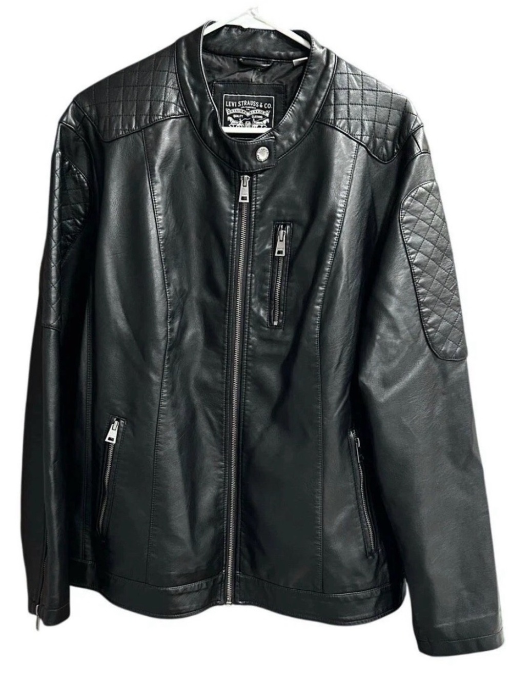 Levi's Black Quilted-Shoulder Vegan Leather Jacket